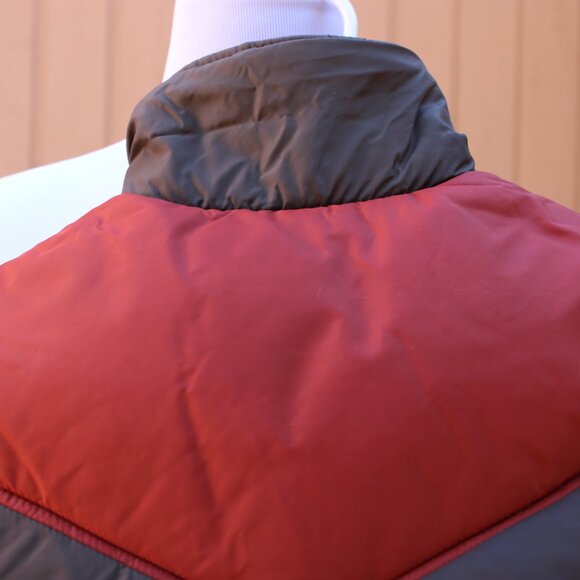 Woolrich Youth Down Nylon Quilted Vest Brown S Zip & Snaps Pockets High & Low - Picture 4 of 9